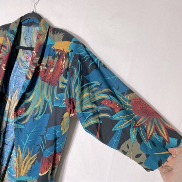 Vintage Handmade Jungle Cat Print Open Front Light Jacket Blazer XL - Picture 7 of 15